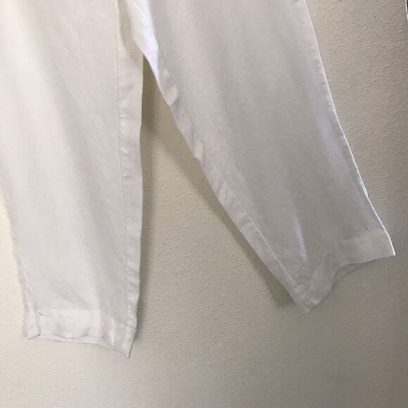 Chico’s White Linen Cropped Pull On Pants with Pockets NWOT XL 3 - Picture 2 of 10